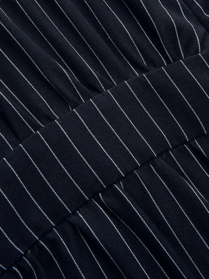 Striped Tie Waist Wide Leg Jumpsuit