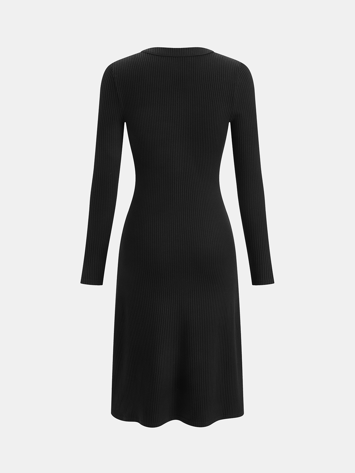 Long Sleeve Rib Knit Button Down Midi Dress