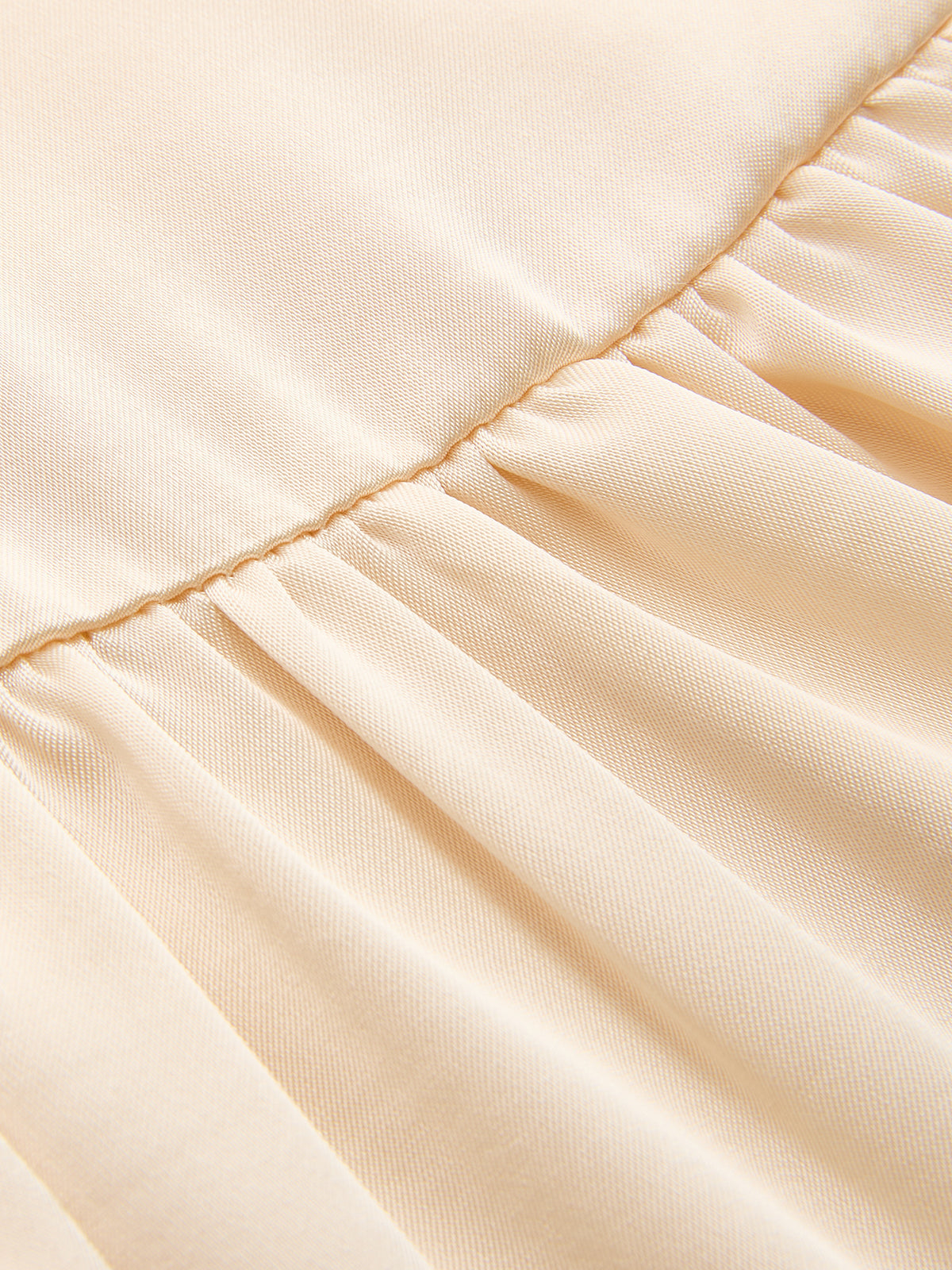 Sleeveless Ruched Split Satin Midi Dress