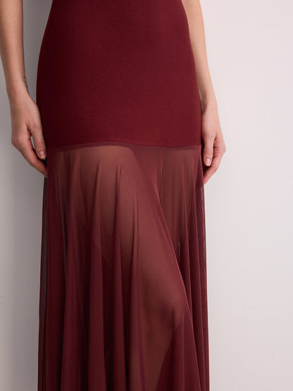 Sheer Hem Cami Maxi Dress