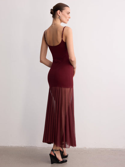 Sheer Hem Cami Maxi Dress