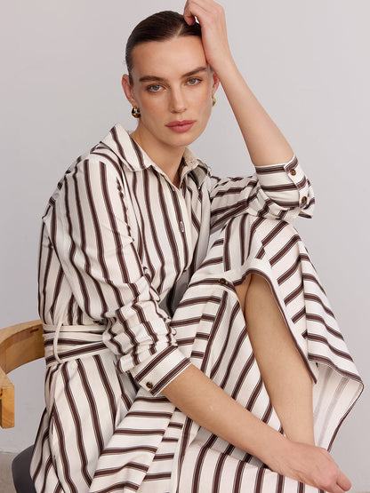Belted Striped Shirt Dress