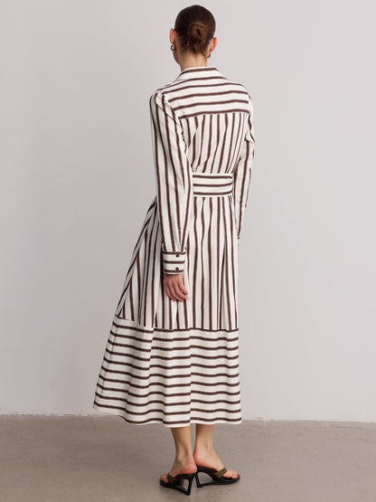 Belted Striped Shirt Dress