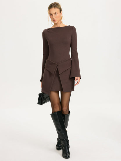 2 in 1 Wrap Long-Sleeve Mini Dress