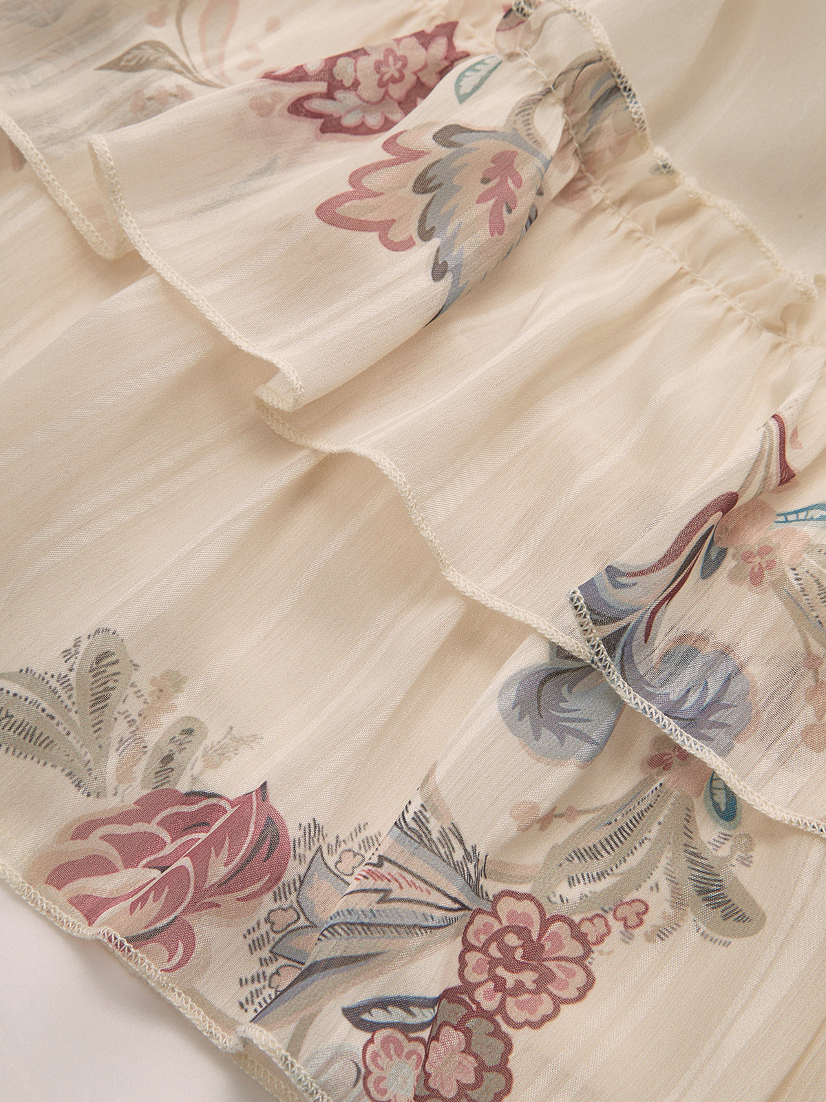 Layered Ruffled Floral Chiffon Mini Dress