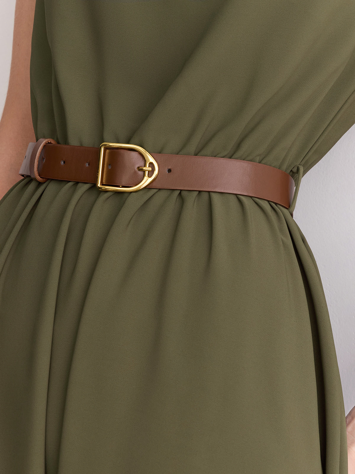Sleeveless Mock Neck Belted Maxi Dress