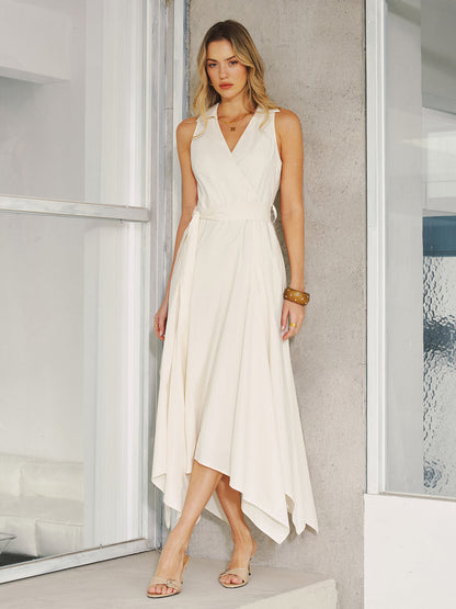 Pocket Detail Sleeveless Belted Maxi Dress