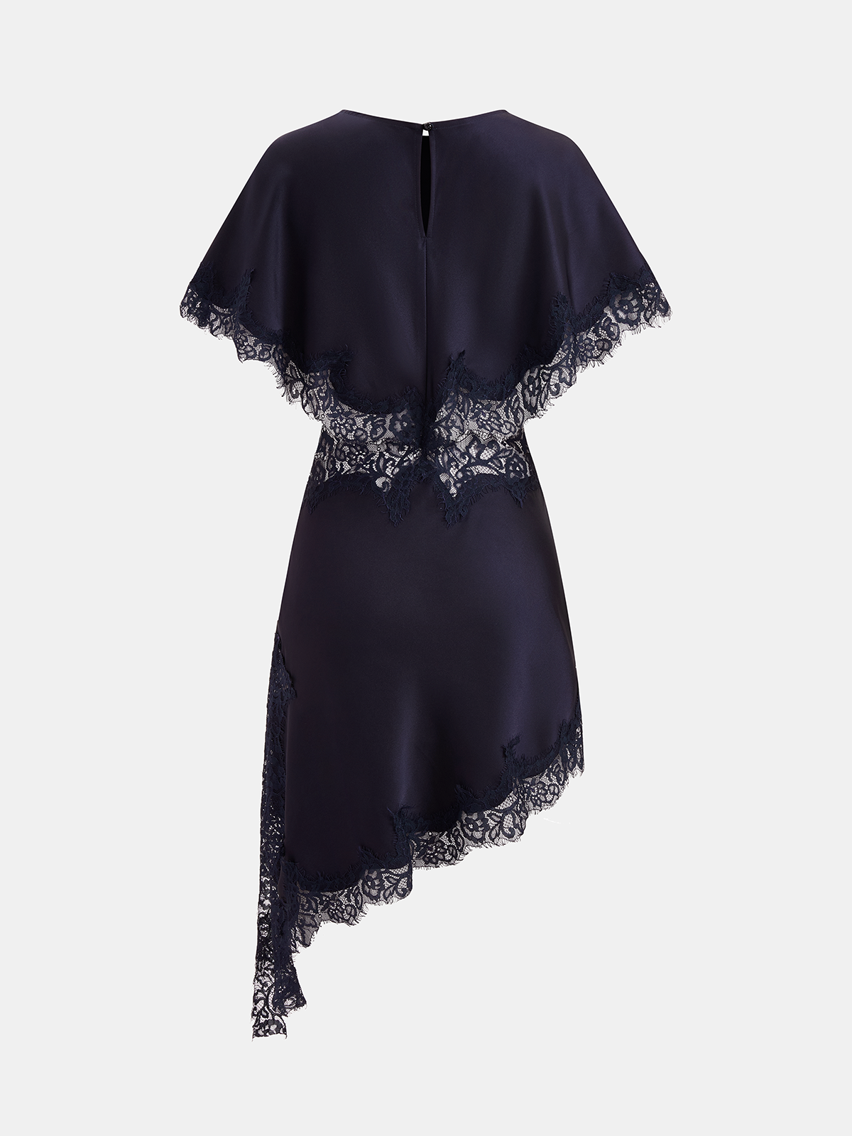 Lace Trim Satin Cut-Out Capelet Mini Dress