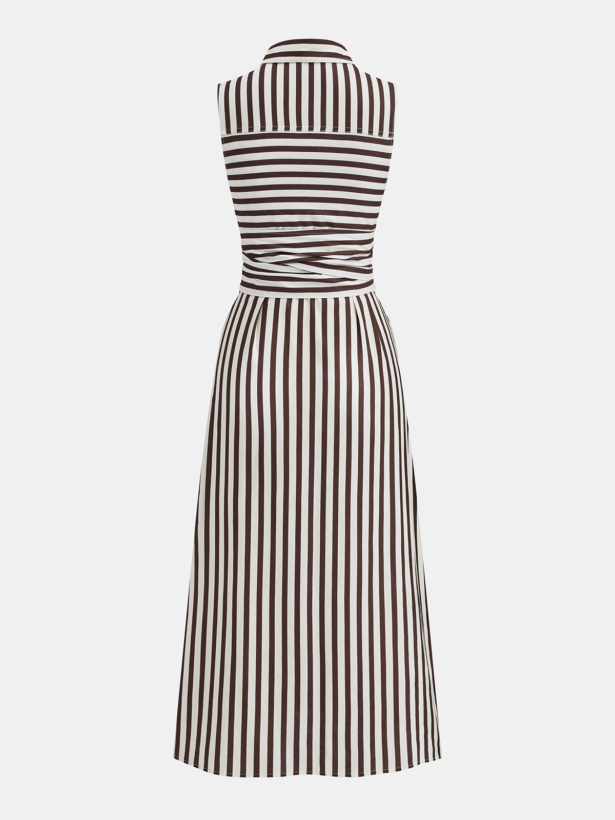 Sleeveless Striped Tie Waist Maxi Dress