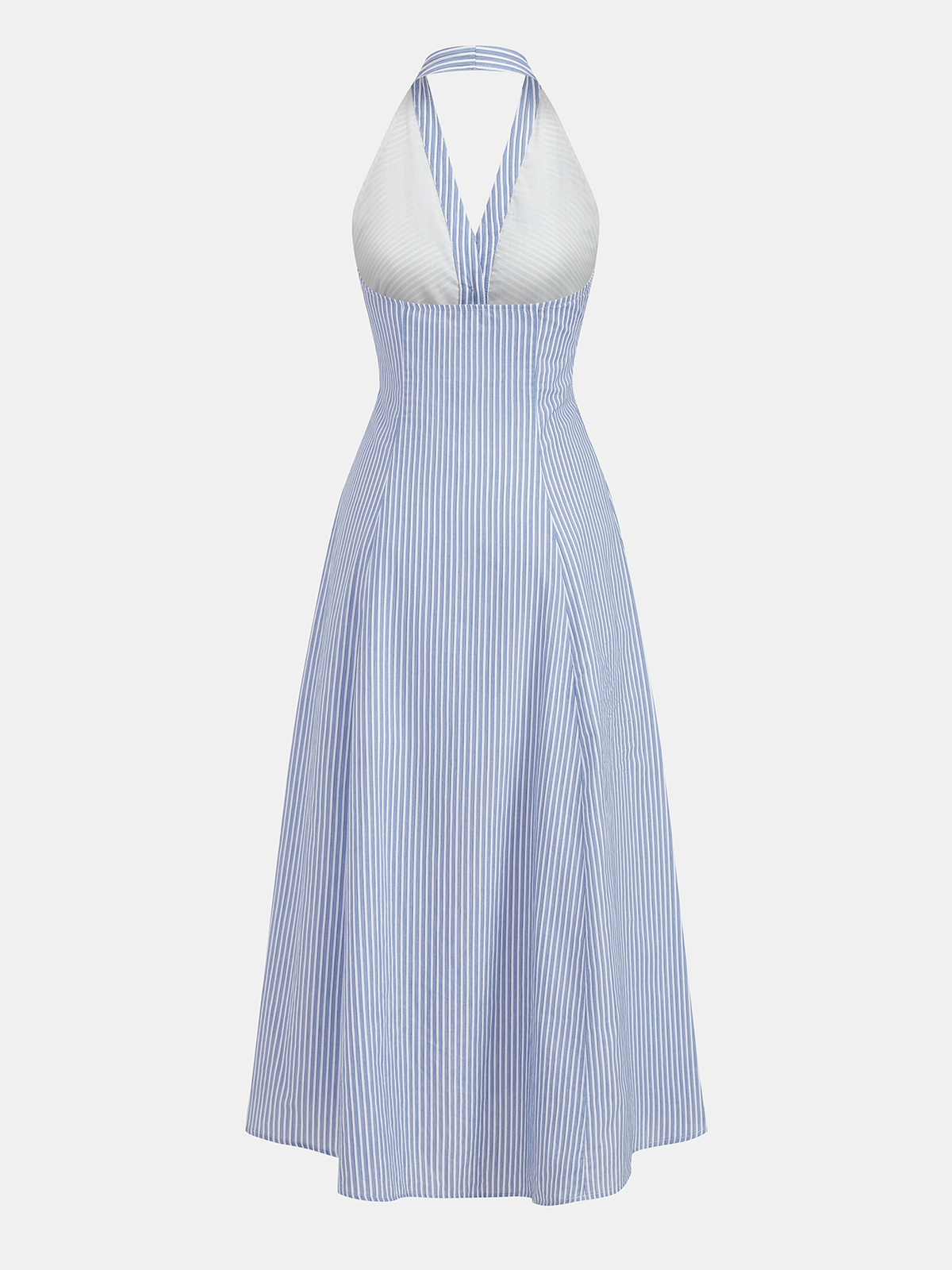Cotton Striped Halter Tie-Waist Maxi Dress