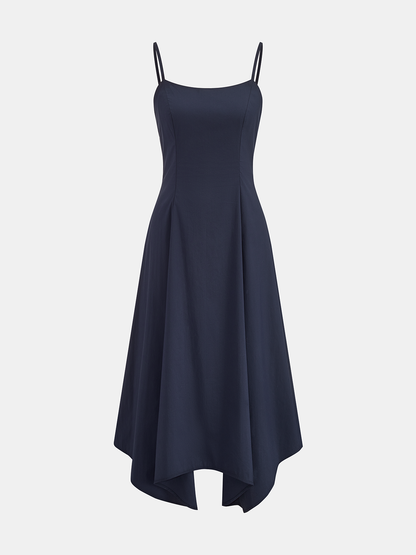 Kerchief Detail Cotton Blend Cami Midi Dress
