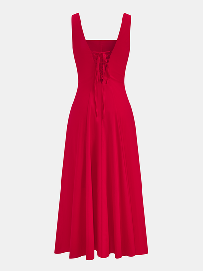 Cotton Blend Button-Front Maxi Dress