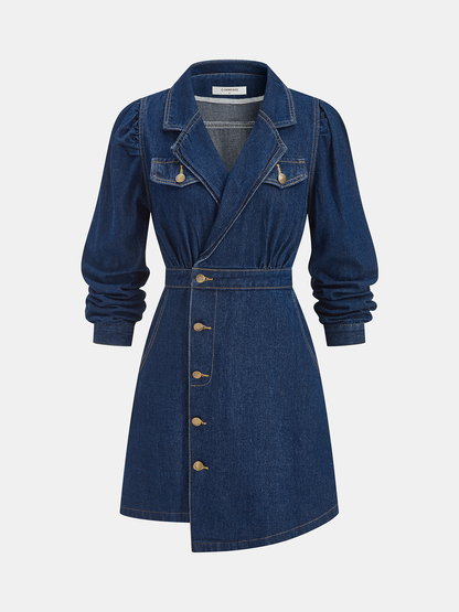 Metal Button Denim Blazer Dress