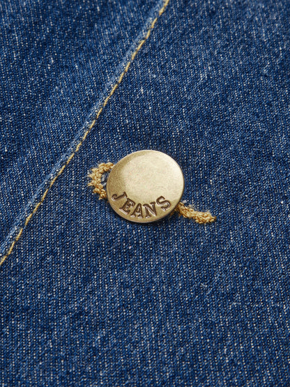 Metal Button Denim Blazer Dress