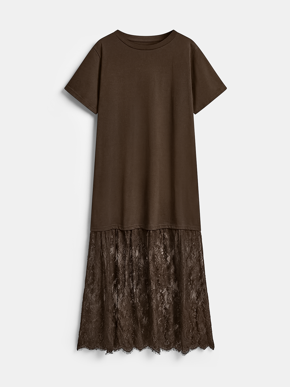 Lace Panel Short Sleeve Maxi Dress
