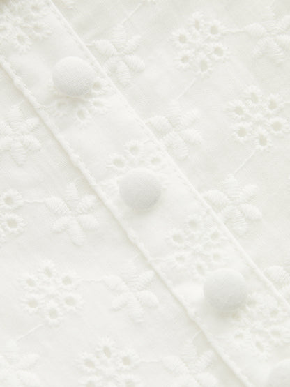 Cotton Eyelet Embroidered Lace Mini Dress
