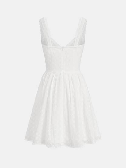 Cotton Eyelet Embroidered Lace Mini Dress