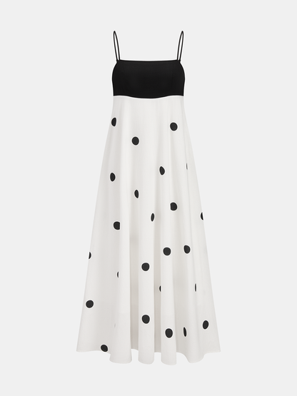 Polka Dot Color-Block Cami Dress