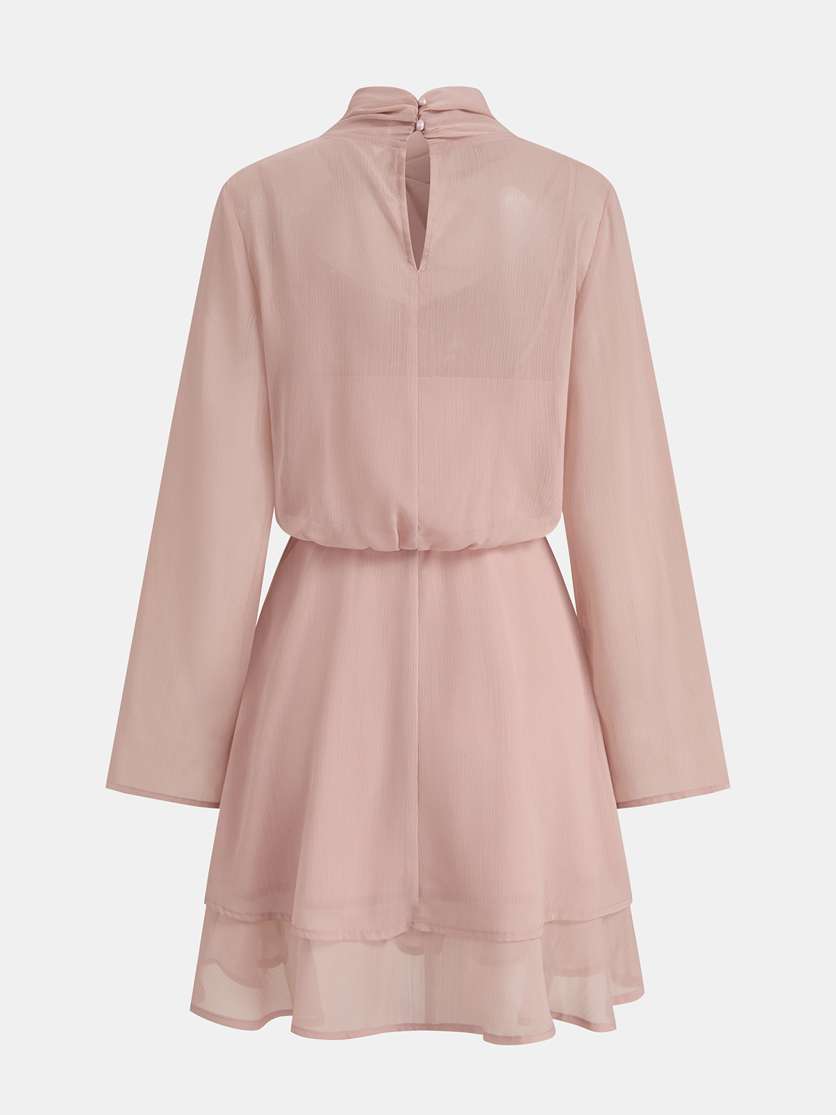 Semi-Sheer Chiffon Long-Sleeve Mini Dress