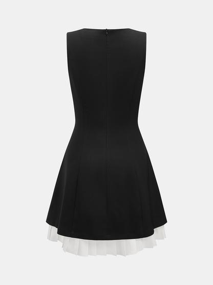 Contrast Hem Sleeveless Rhinestone Detail Dress