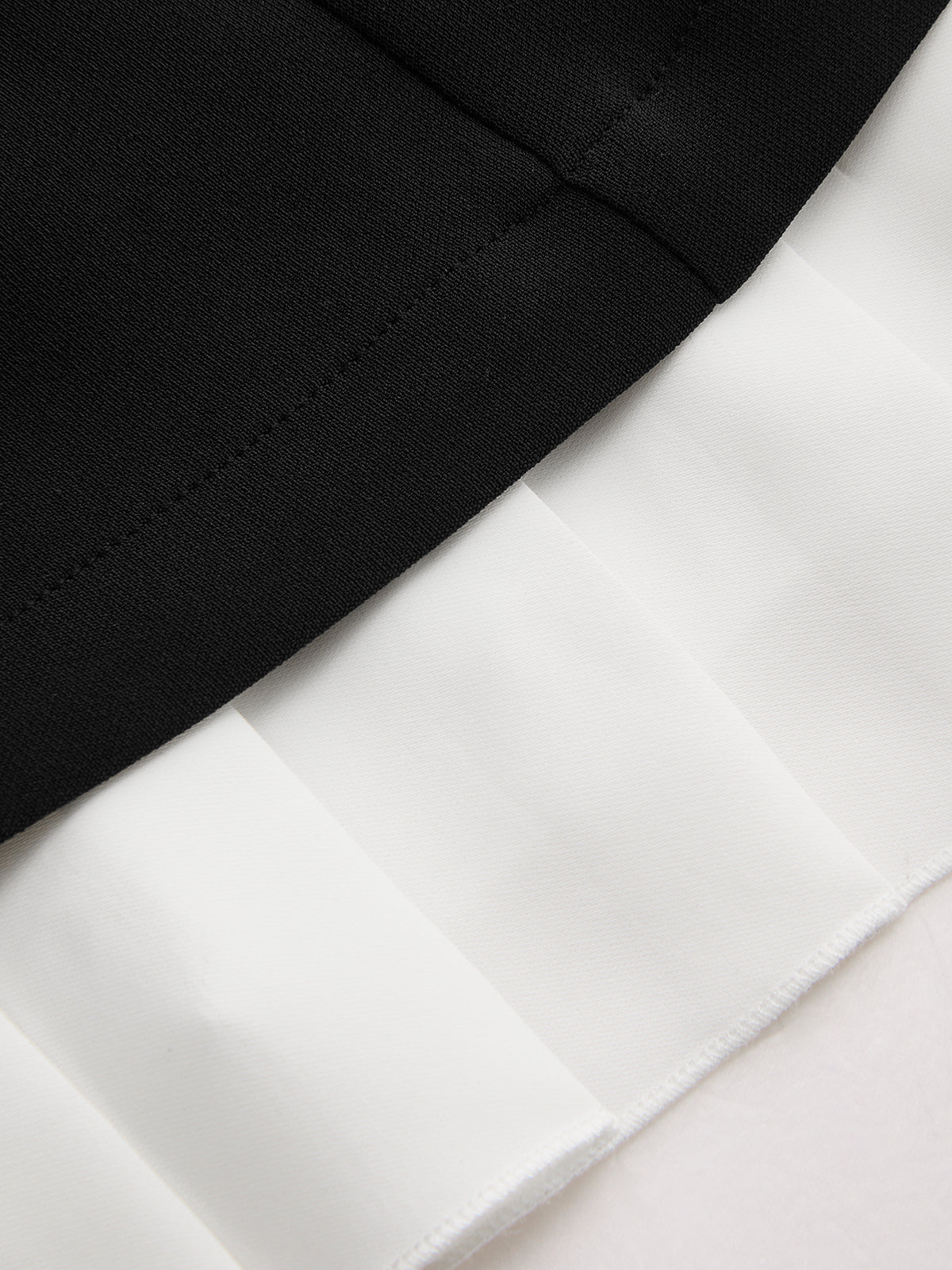 Contrast Hem Sleeveless Rhinestone Detail Dress