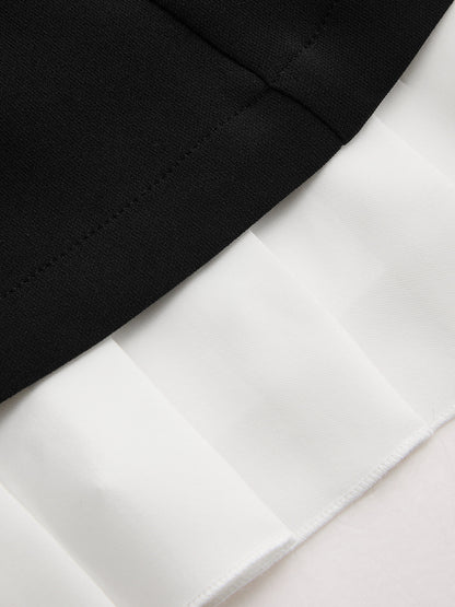 Contrast Hem Sleeveless Rhinestone Detail Dress