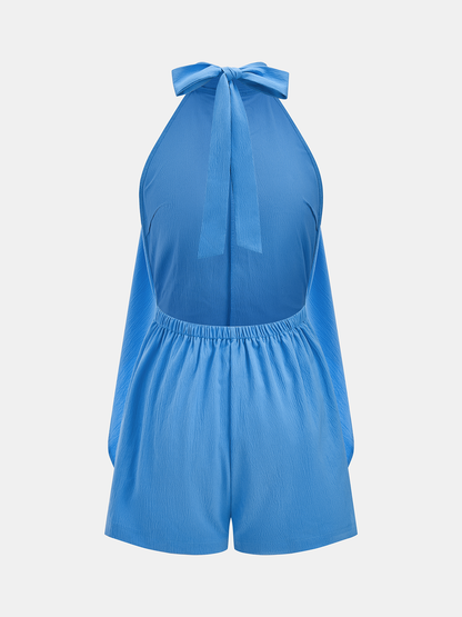 Backless Halter Neck Layered Romper
