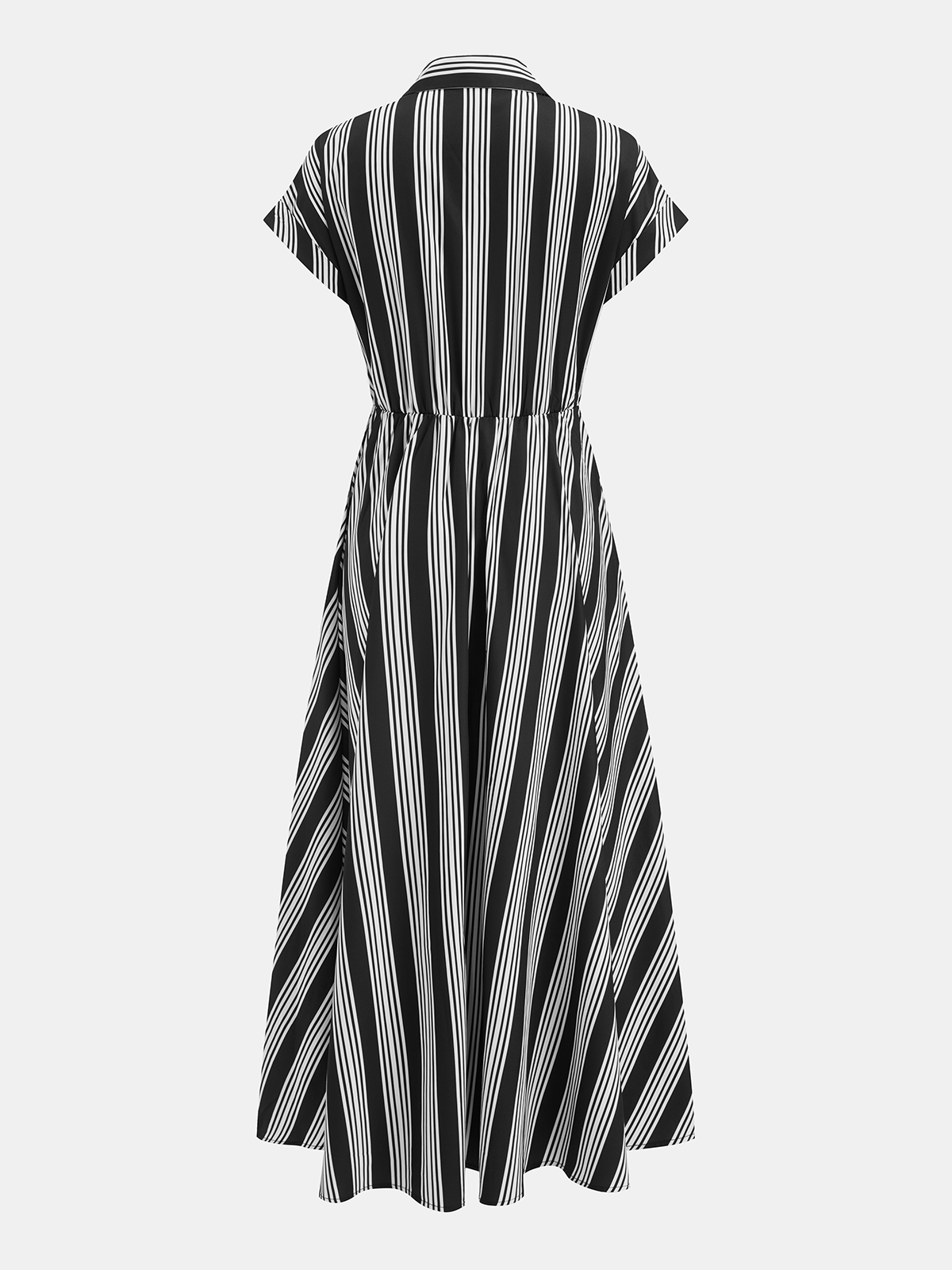 Striped Short Sleeve Maxi Shirt Dress
