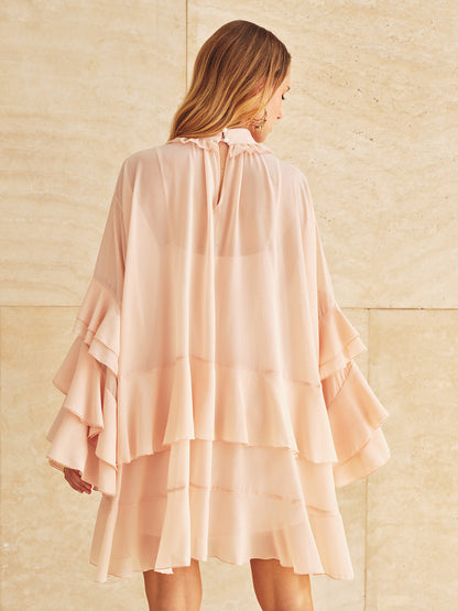 Ruffled Tiered Loose Chiffon Mini Dress