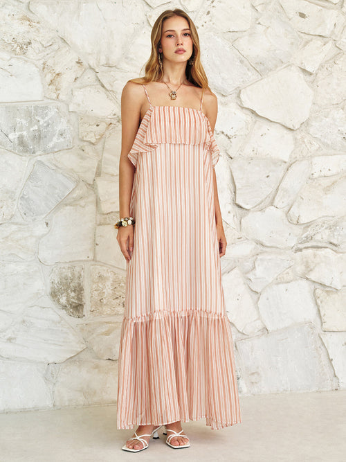 Striped Ruffled Cami Maxi Dress