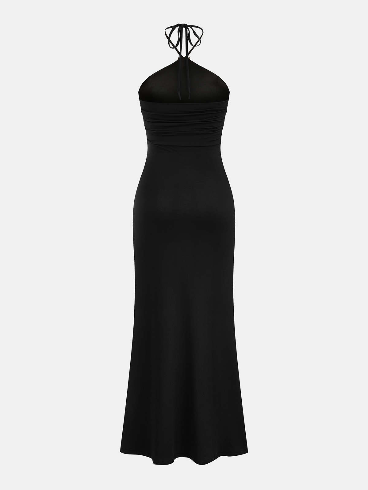 Halter Ruched Embellished Maxi Dress