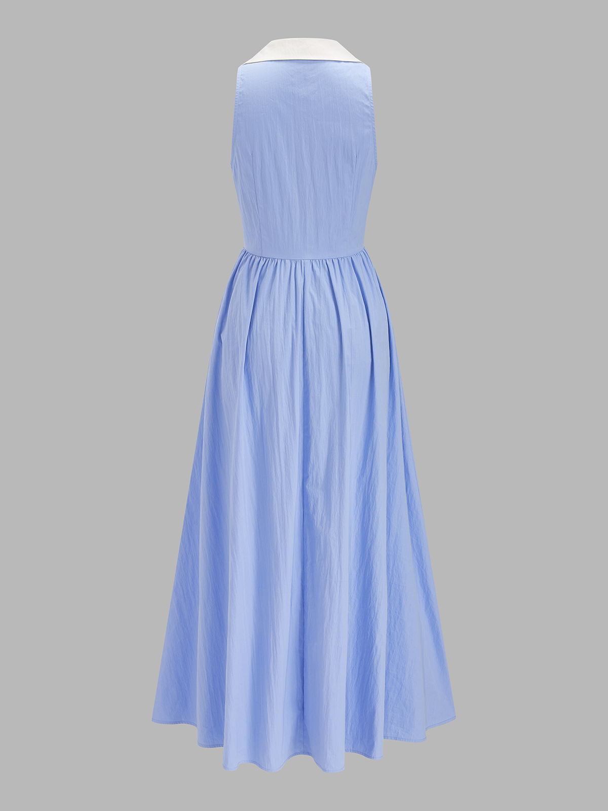 Cotton Blend Sleeveless Collared Maxi Dress