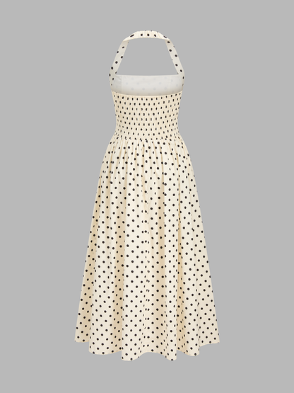Polka Dot Halter Neck Maxi Dress