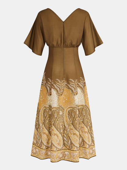 Tie-Front Paisley Print Maxi Dress