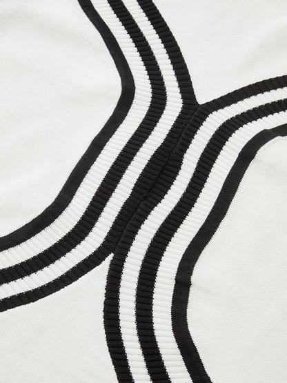Striped Sleeveless V Neck Knit Maxi Dress