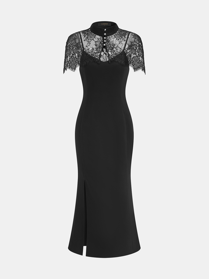 Lace Capelet & Mermaid Dress Two-Piece Set