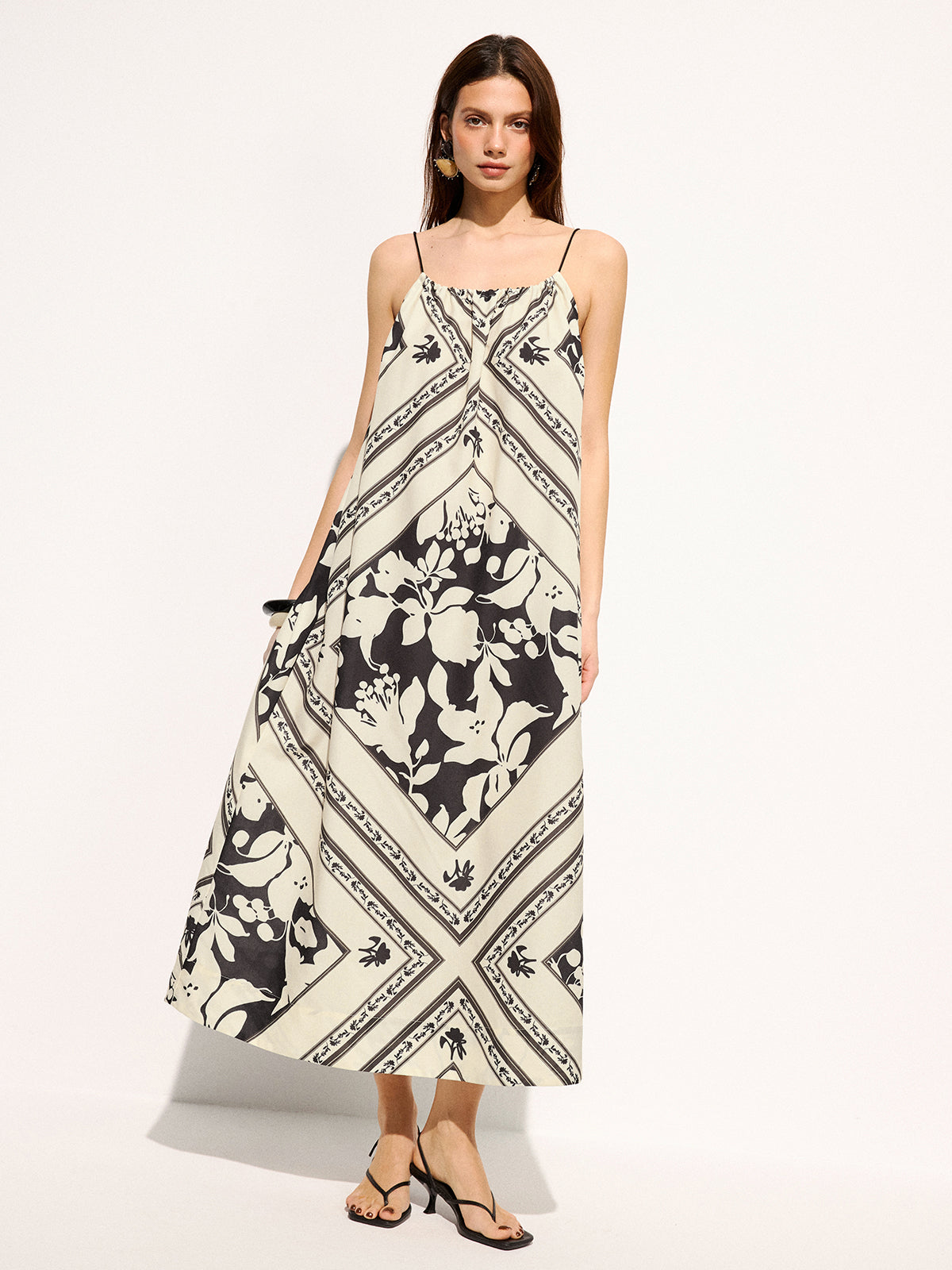 Oversized Floral Print Cami Maxi Dress