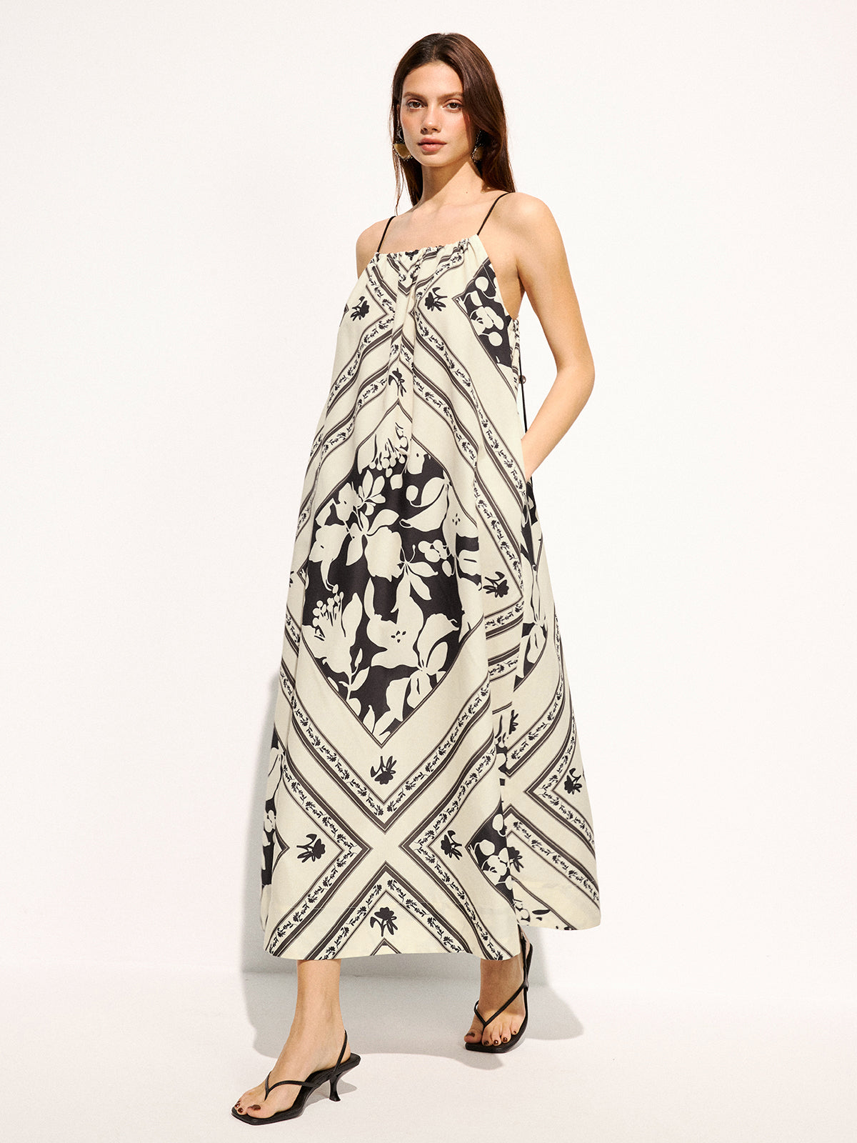 Oversized Floral Print Cami Maxi Dress
