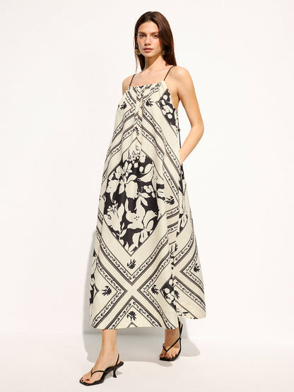 Oversized Floral Print Cami Maxi Dress