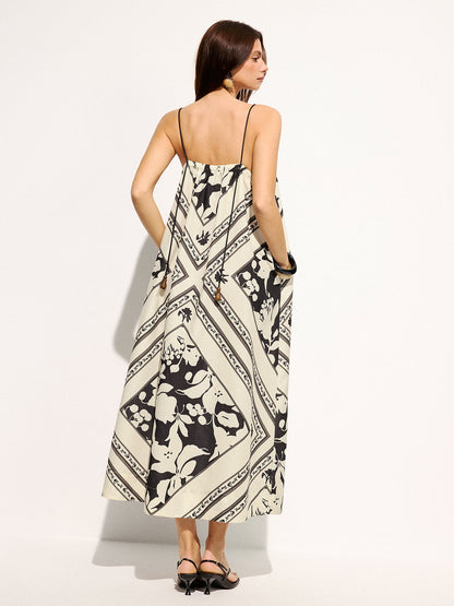 Oversized Floral Print Cami Maxi Dress