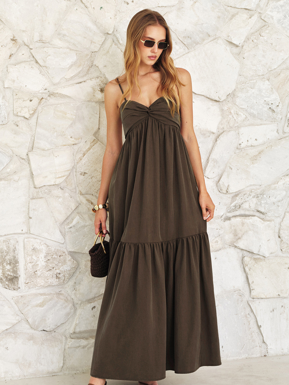 Twist Front Cami Maxi Dress