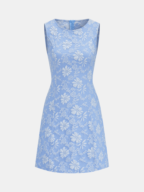 Floral Jacquard Sleeveless Mini Dress