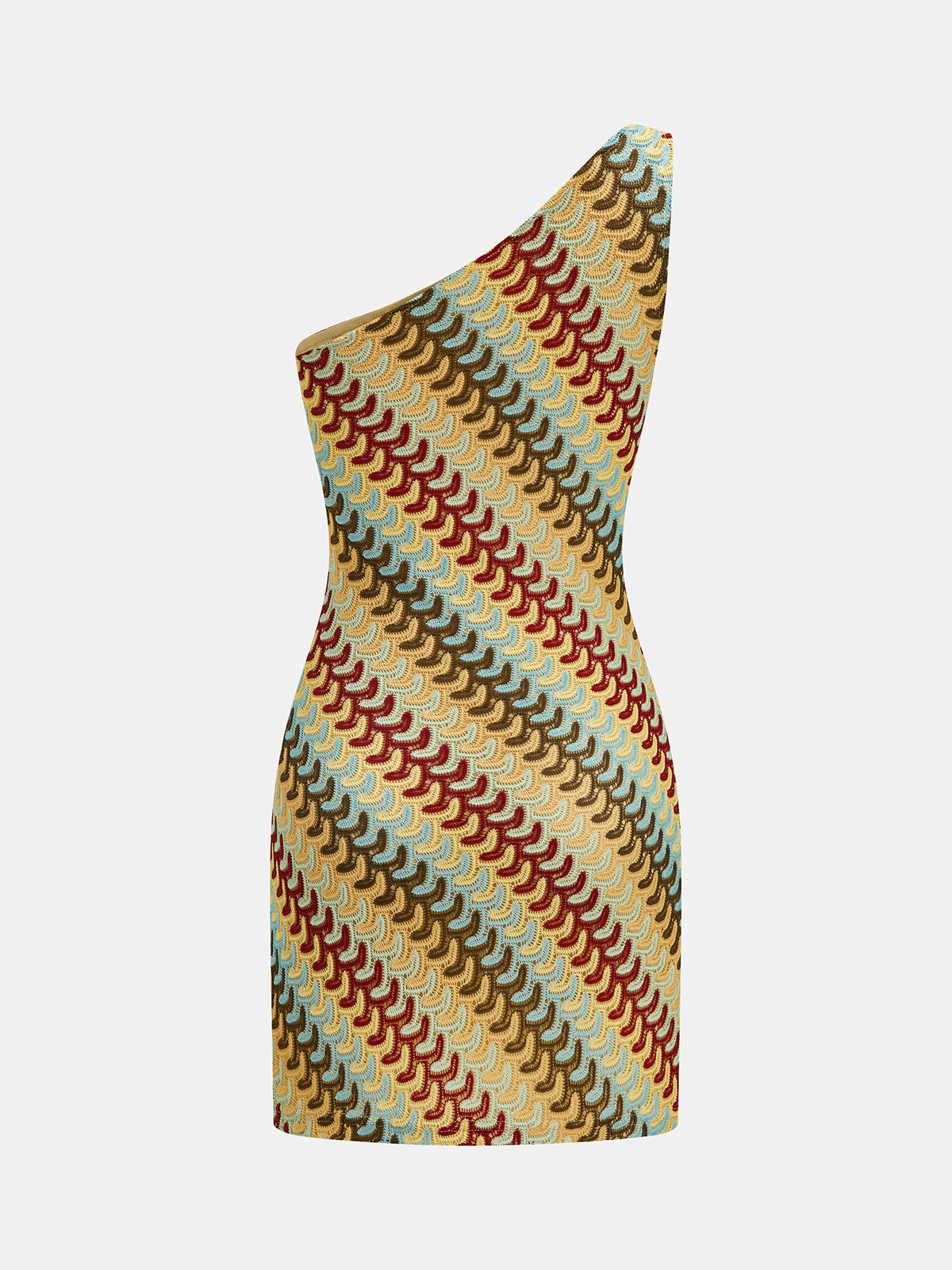 One Shoulder Wave Striped Slim Fit Mini Dress