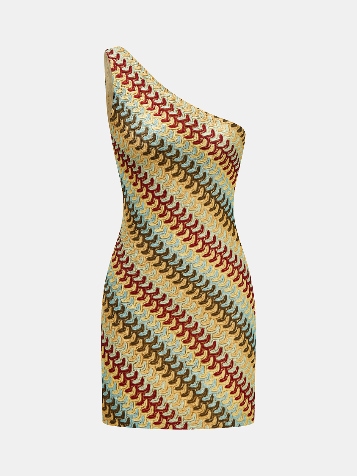 One Shoulder Wave Striped Slim Fit Mini Dress