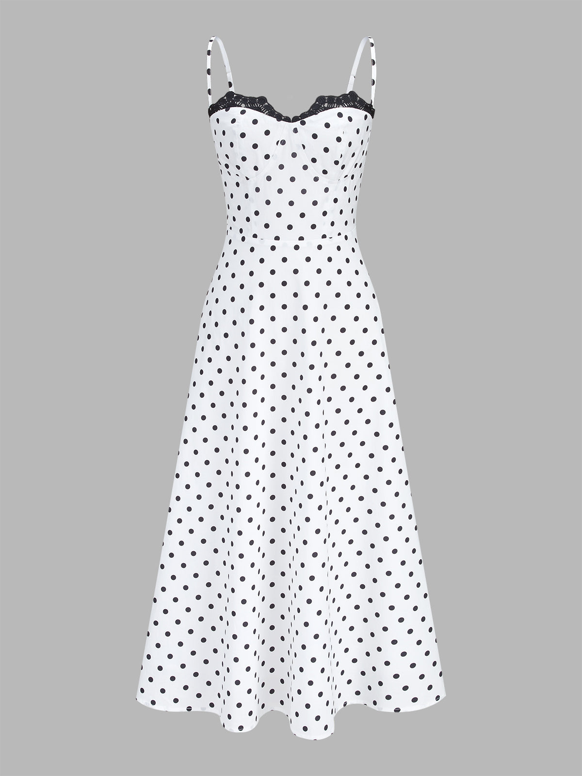 Polka Dot Lace Trim Cami Maxi Dress