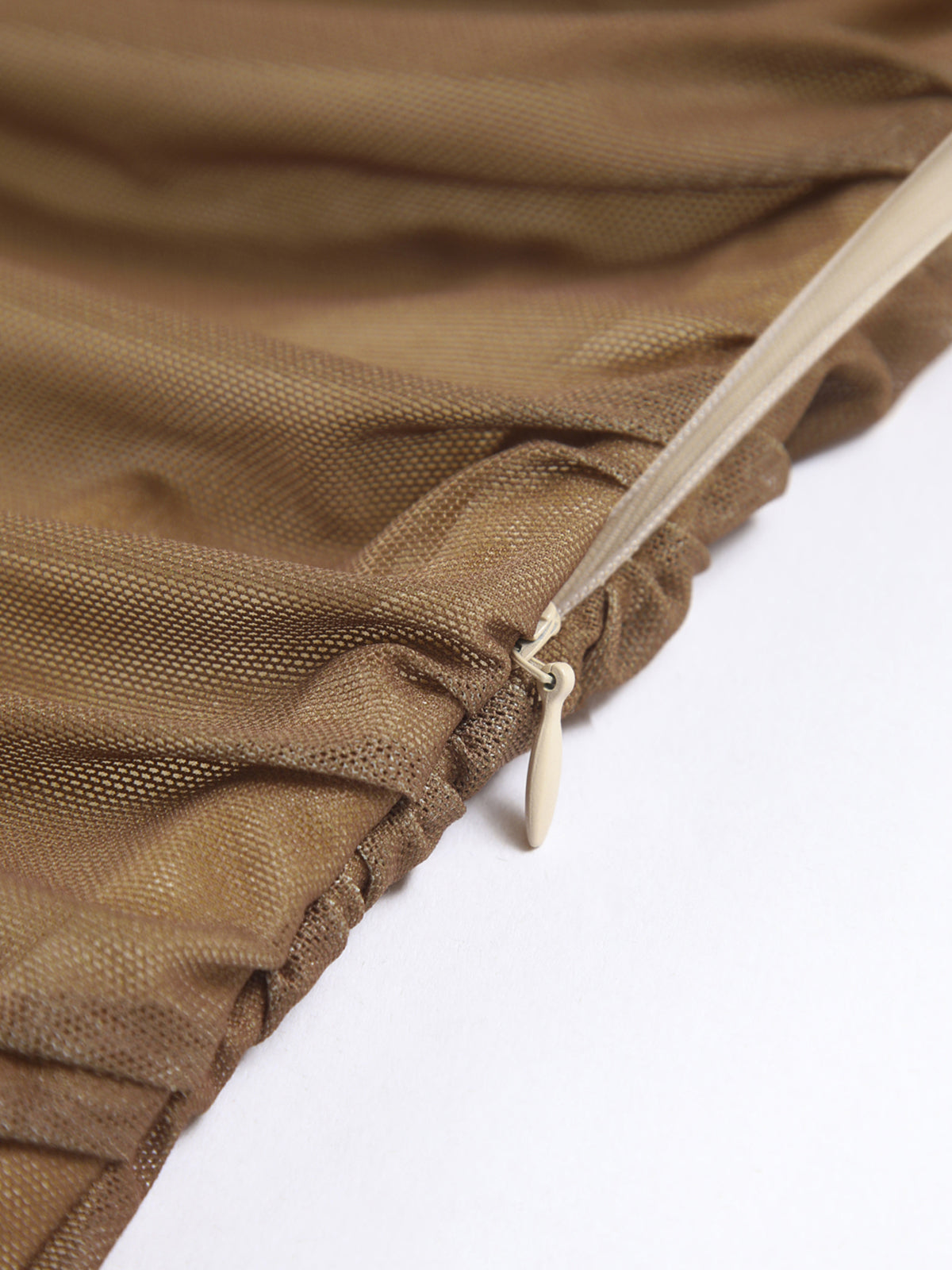 Cappuccino Ombre Mesh Zippered Long Dress