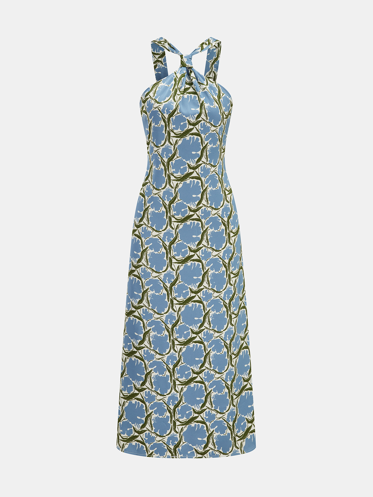 Halter Neck Floral Print Midi Dress
