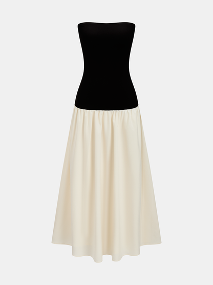 Contrast Color Tube Long Dress
