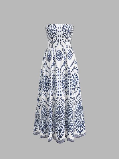 Strapless Boho Maxi Dress