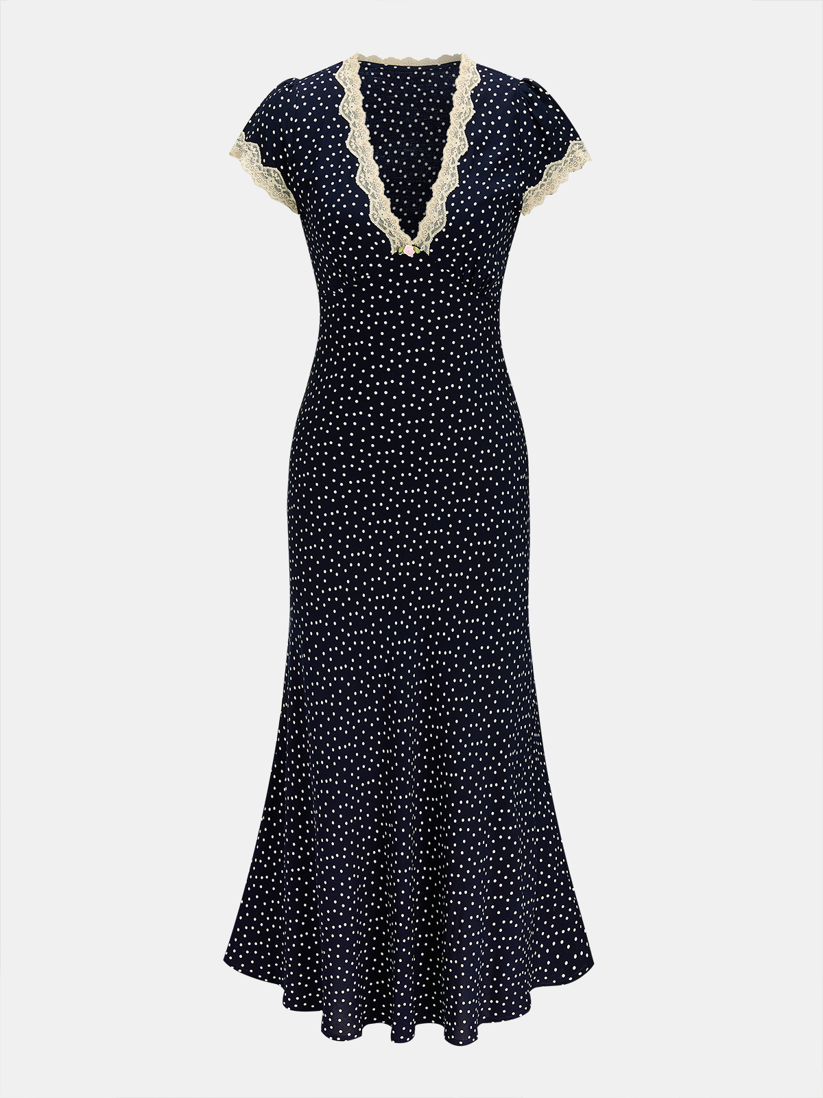 Polka Dot Lace-Trim Dress
